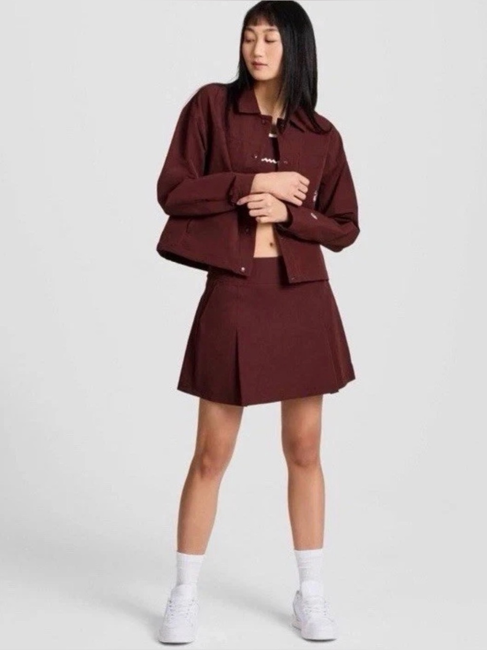 Champion Women's Maroon Cropped Rain Style Jacket Size XL EUC